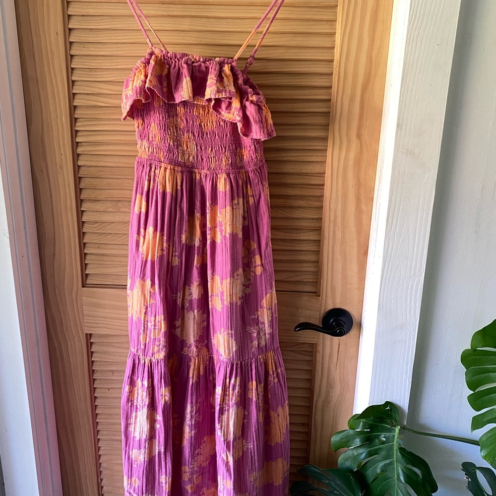 ZSupply Pink Ruffle Maxi Dress